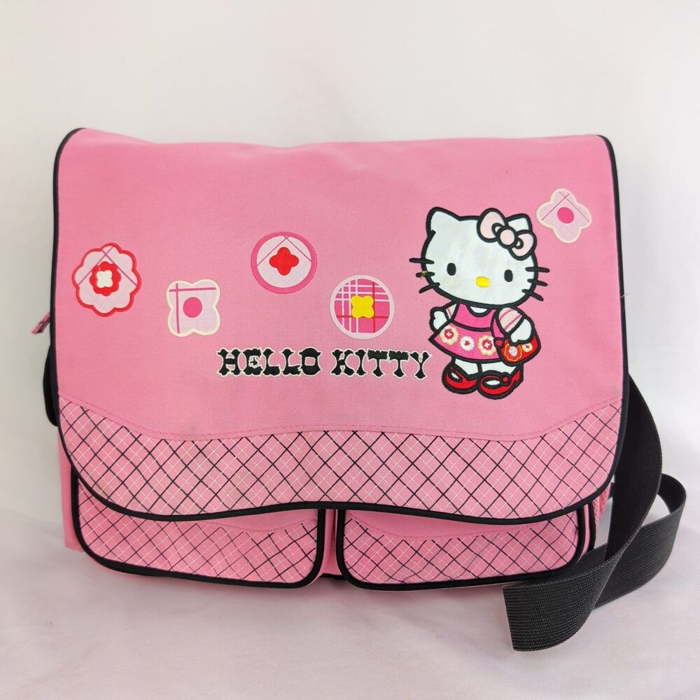 Sanrio Hello Kitty Messenger Bag 2008 Pink Black Crossbody Shoulder School Purse